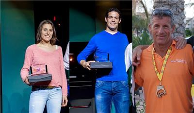 Mónica Ortín, Jesús García y Ángel Santamaría en la Gala del Deporte